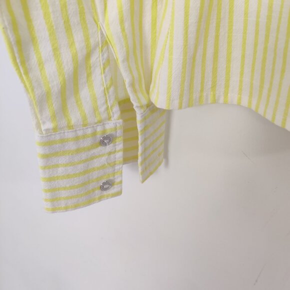 Cleo Women's Shirt Blouse Size XS Striped White Yellow Cotton Lightweight Casual - Picture 5 of 10